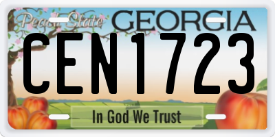 GA license plate CEN1723