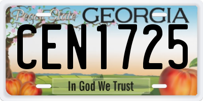 GA license plate CEN1725