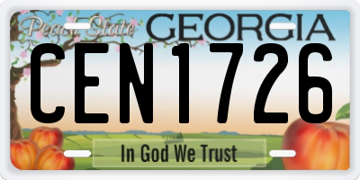 GA license plate CEN1726