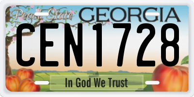 GA license plate CEN1728