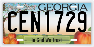 GA license plate CEN1729