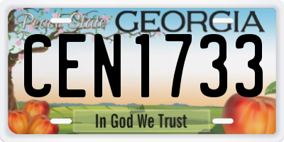GA license plate CEN1733