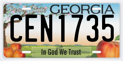GA license plate CEN1735