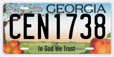 GA license plate CEN1738