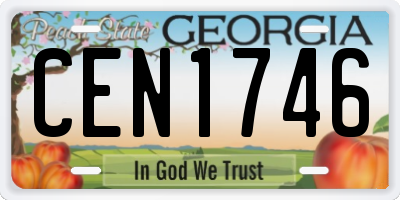 GA license plate CEN1746