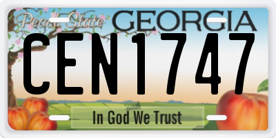 GA license plate CEN1747