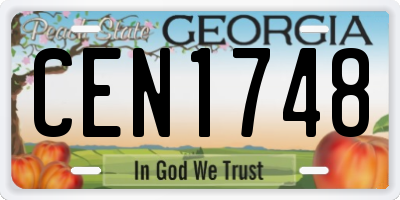 GA license plate CEN1748