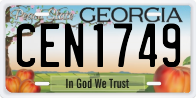 GA license plate CEN1749