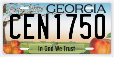 GA license plate CEN1750