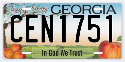 GA license plate CEN1751