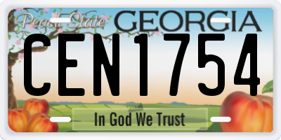 GA license plate CEN1754