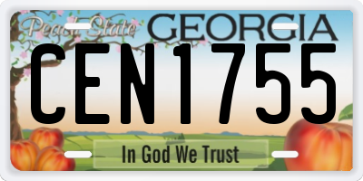 GA license plate CEN1755