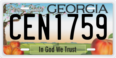 GA license plate CEN1759