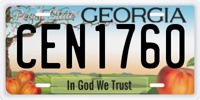 GA license plate CEN1760