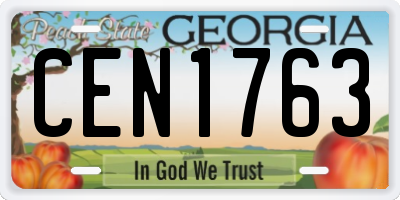 GA license plate CEN1763