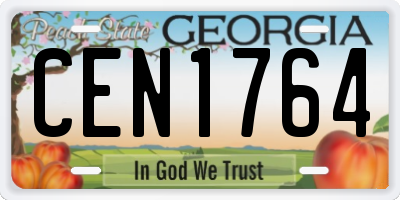 GA license plate CEN1764