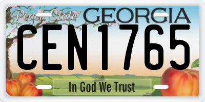 GA license plate CEN1765