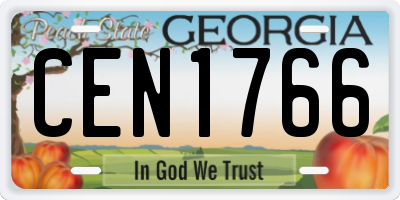 GA license plate CEN1766