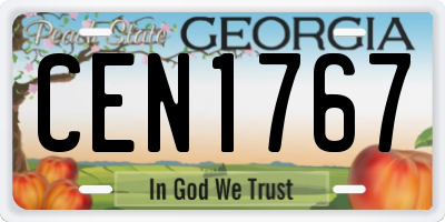 GA license plate CEN1767