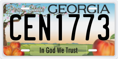 GA license plate CEN1773