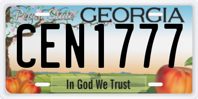 GA license plate CEN1777