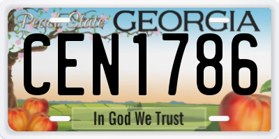GA license plate CEN1786