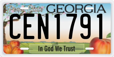 GA license plate CEN1791
