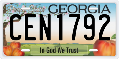 GA license plate CEN1792