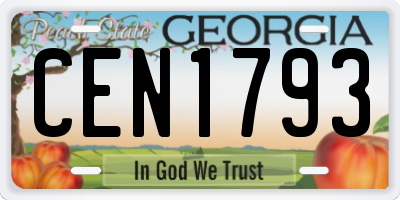 GA license plate CEN1793