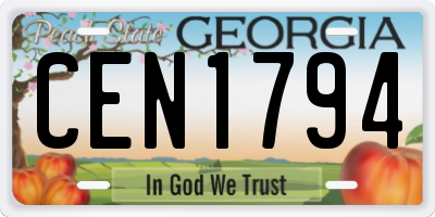 GA license plate CEN1794