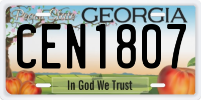 GA license plate CEN1807