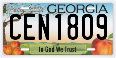 GA license plate CEN1809