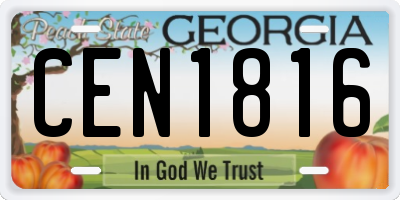 GA license plate CEN1816