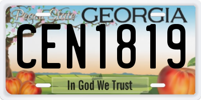 GA license plate CEN1819