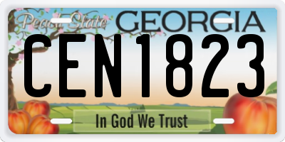 GA license plate CEN1823