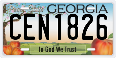 GA license plate CEN1826