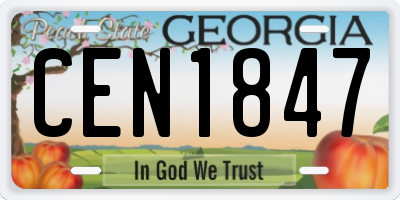 GA license plate CEN1847