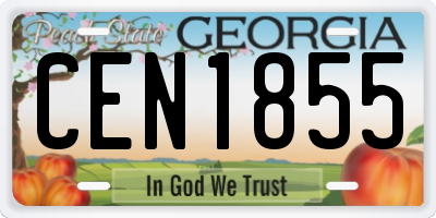 GA license plate CEN1855