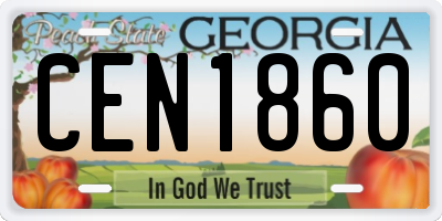 GA license plate CEN1860