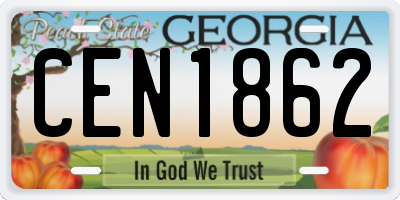 GA license plate CEN1862