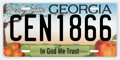 GA license plate CEN1866