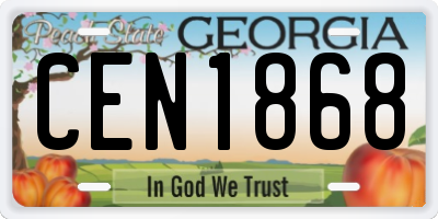 GA license plate CEN1868