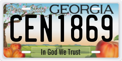 GA license plate CEN1869