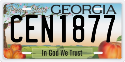 GA license plate CEN1877
