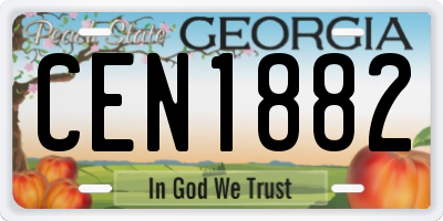 GA license plate CEN1882
