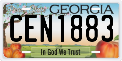 GA license plate CEN1883