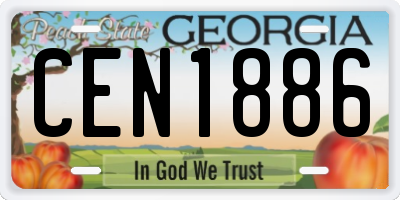 GA license plate CEN1886