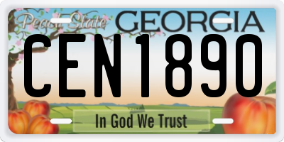 GA license plate CEN1890