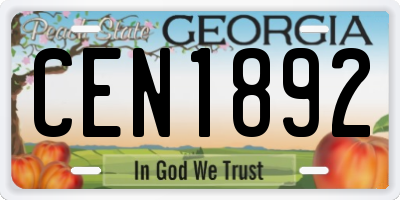 GA license plate CEN1892