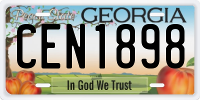 GA license plate CEN1898